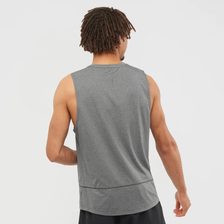 Dark Grey Salomon Cross Run Graphic Men's Tanks | PH 48053C